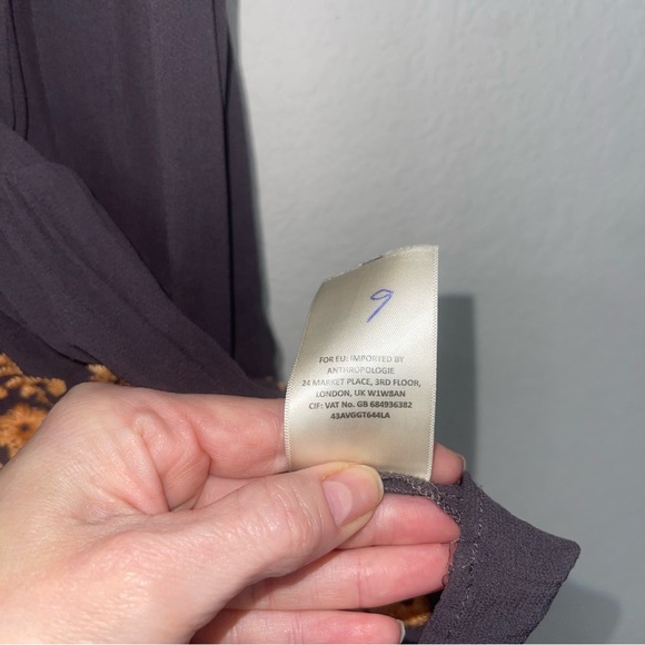 Anthropologie Vanessa Virginia Antala Peplum Top grey orange embroidered size M - Picture 6 of 15